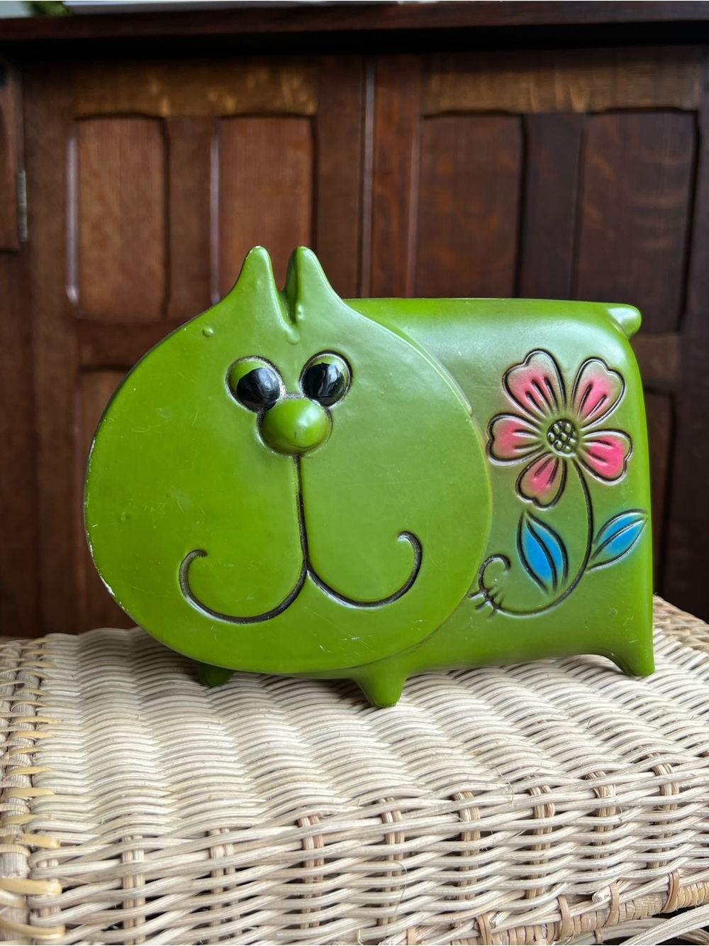 Vintage cat coin bank, vintage chalk ware cat made in Japan